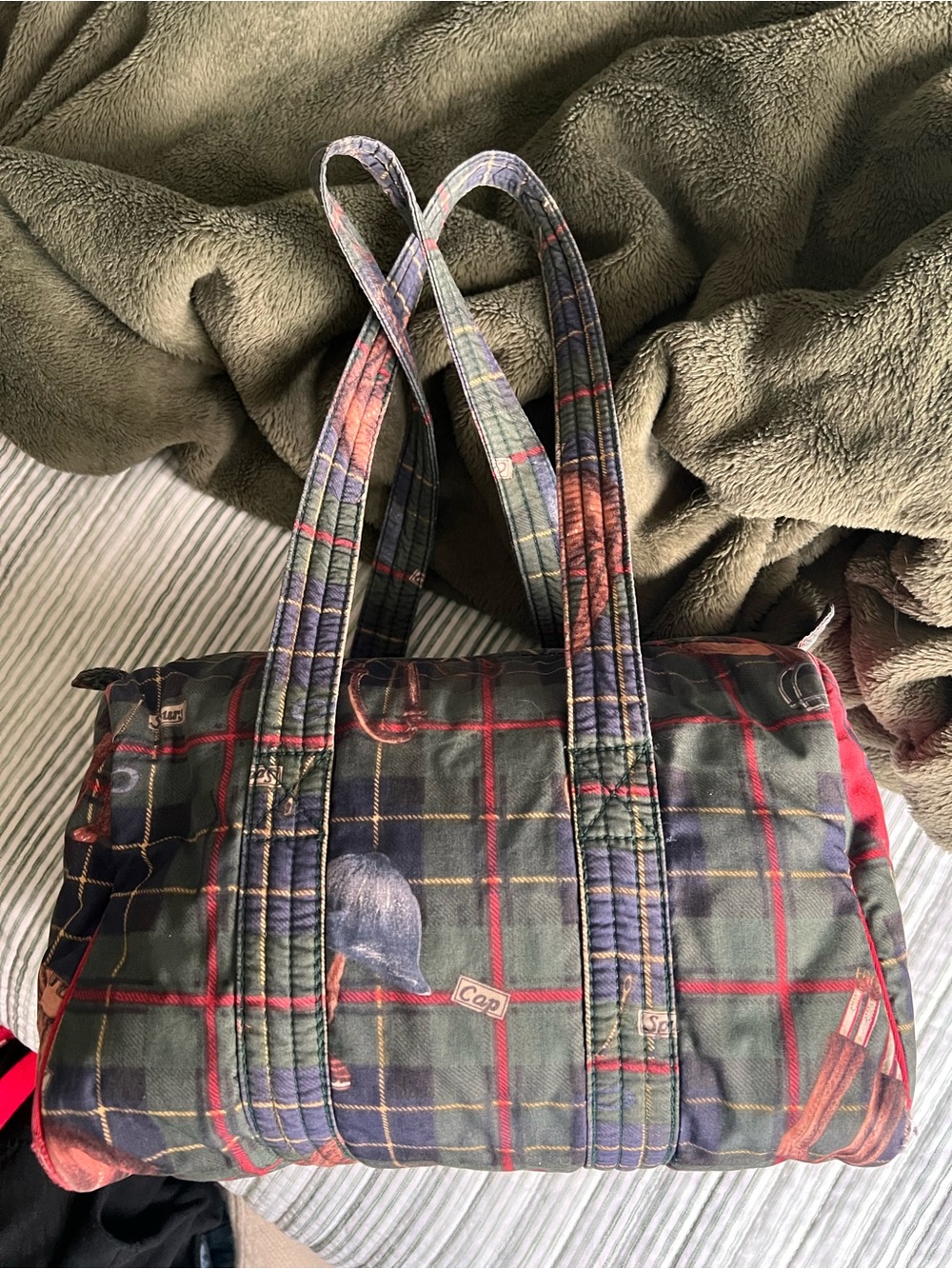 Vintage Ralph Lauren Country Equestrian Pattern Quilted Bag - Picture 2 of 12